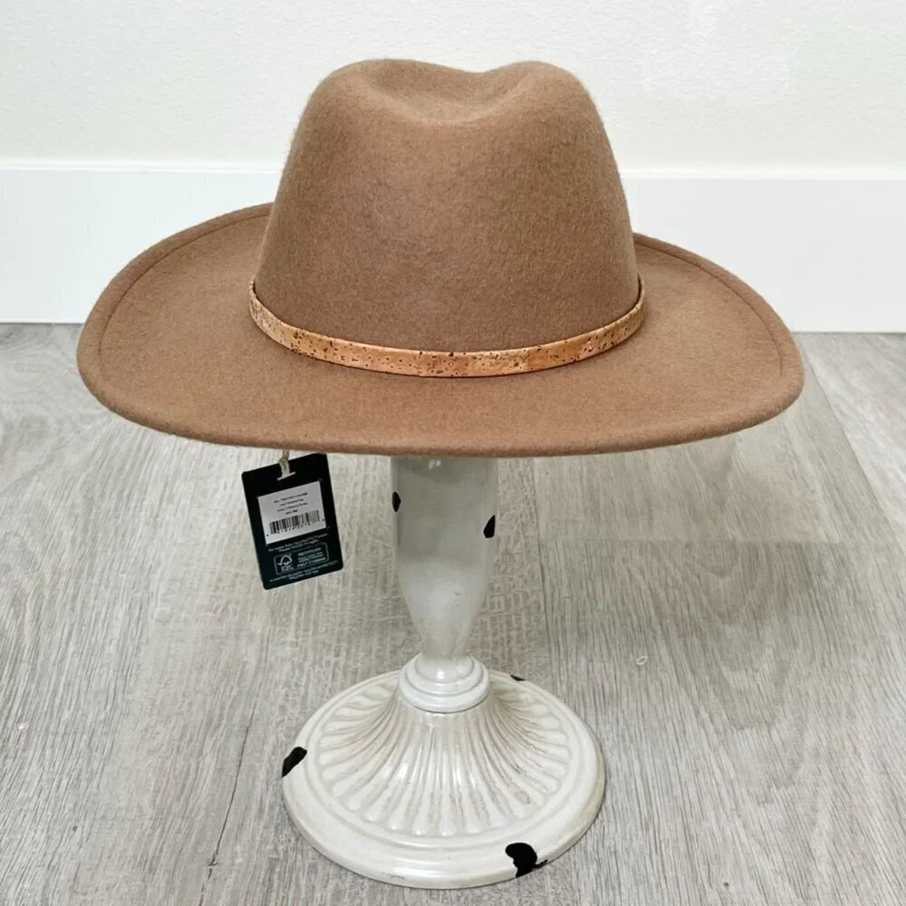 Tentree Recycled Wool Wide Brim Felt Hat NWT Tobacco Brown Small